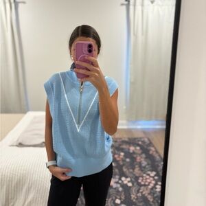 NWT Varley Allena Half Zip Vest in Airy Blue size xl